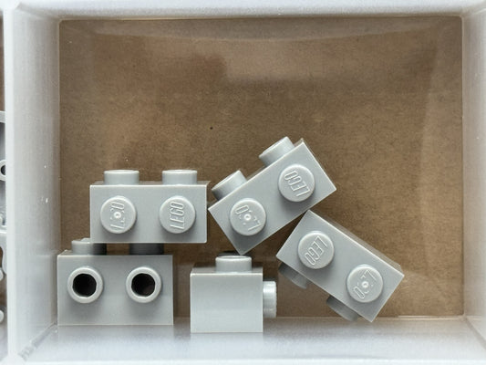LEGO Parts - Light Bluish Gray Brick 1 x 2 with Studs 1 Side - No 11211 - QTY 5
