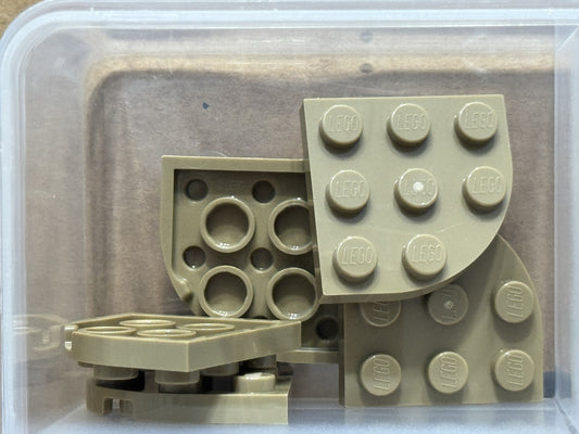 LEGO Parts - Dark Tan Plate, Round Corner 3 x 3 - No 30357 - QTY 5