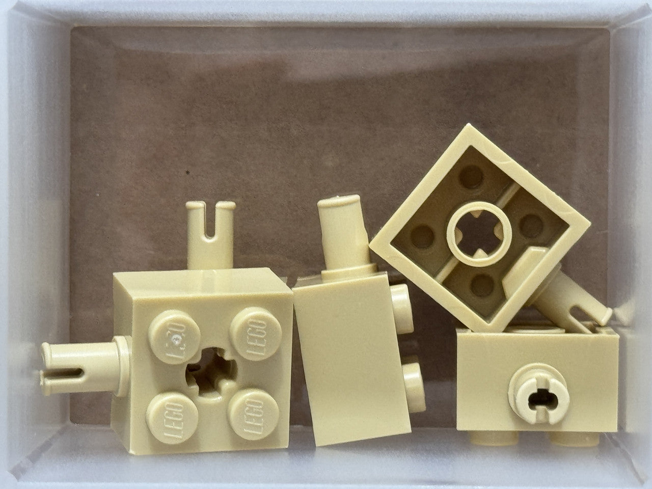 LEGO Parts - Tan Brick, Modified 2 x 2 with Pin and Axle Hole - No 6232 - QTY 5