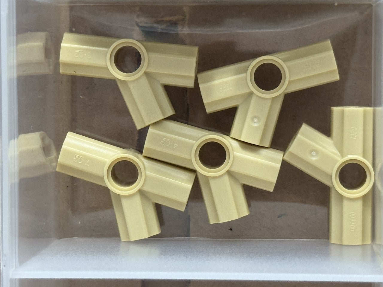 LEGO Parts - Tan Technic, Axle and Pin Connector Angled Triple - No 7329 - QTY 5