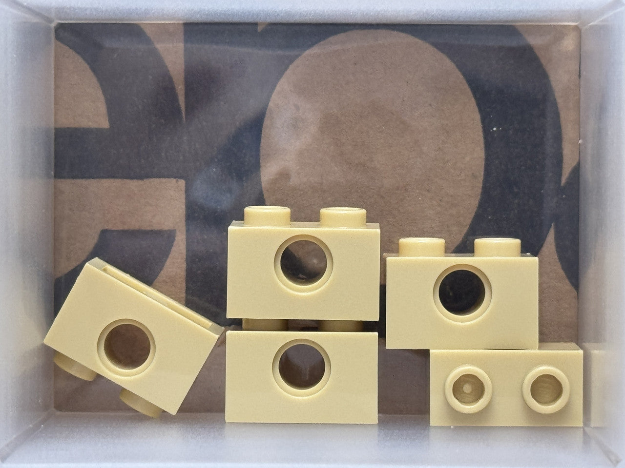 LEGO Parts - Tan Technic, Brick 1 x 2 with Hole - No 3700 - QTY 5