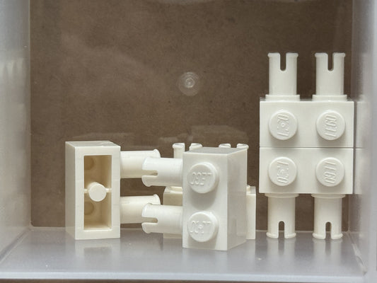 LEGO Parts - White Brick, Modified 1 x 2 with Pins - No 30526 - QTY 5