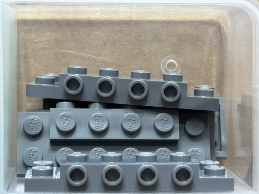 LEGO Parts - Dark Bluish Gray Plate 2 x 6 x 2/3 4 Studs Side - No 87609 - QTY 5