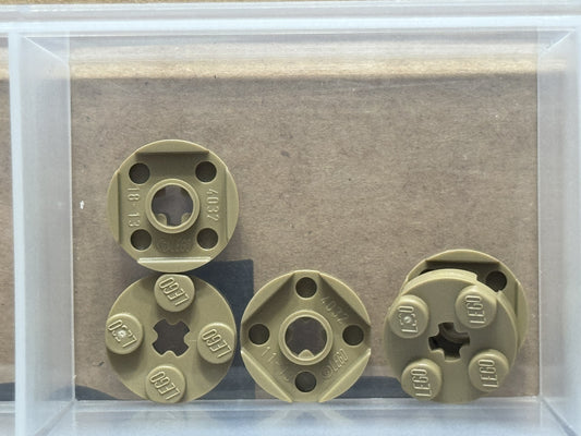 LEGO Parts - Dark Tan Plate, Round 2 x 2 with Axle Hole - No 4032 - QTY 5