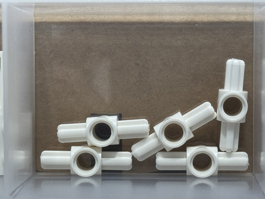 LEGO Parts - White Technic, Axle Pin Connector Hub 2 Axles - No 27940 - QTY 5