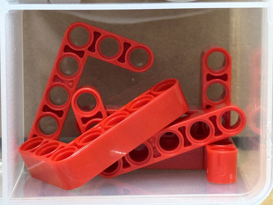 LEGO Parts - Red Technic, Liftarm Bent Thick L-Shape 3 x 5 - No 32526 - QTY 5