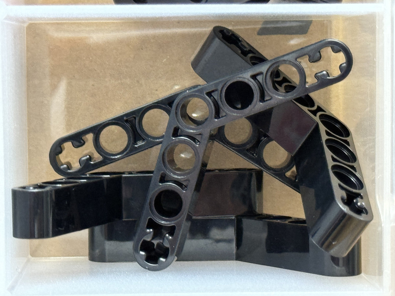 LEGO Parts - Black Technic, Liftarm Bent Thick 1 x 7 (4 - 4) - No 32348 - QTY 5
