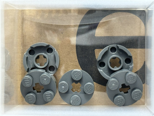 LEGO Parts - Dark Bluish Gray Plate, Round 2 x 2 Axle Hole - No 4032 - QTY 5