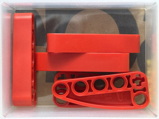 LEGO Parts - Red Technic, Liftarm L-Shape Ellipse Thick 2 x 5 - No 80286 - QTY 5
