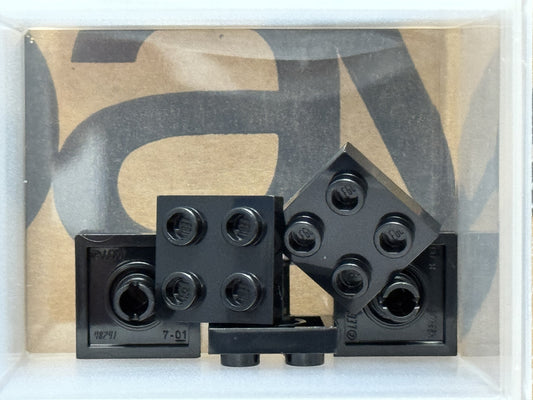 LEGO Parts - Black Plate, Modified 2 x 2 with Pin on Bottom - No 2476 - QTY 5