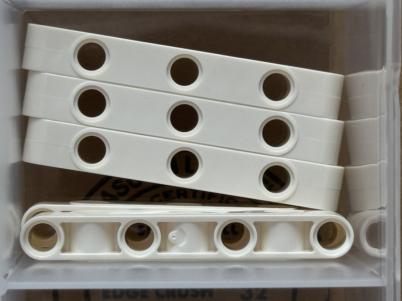 LEGO Parts - White Technic, Liftarm Perpendicular Thick 1 x 7 - No 2391 - QTY 5
