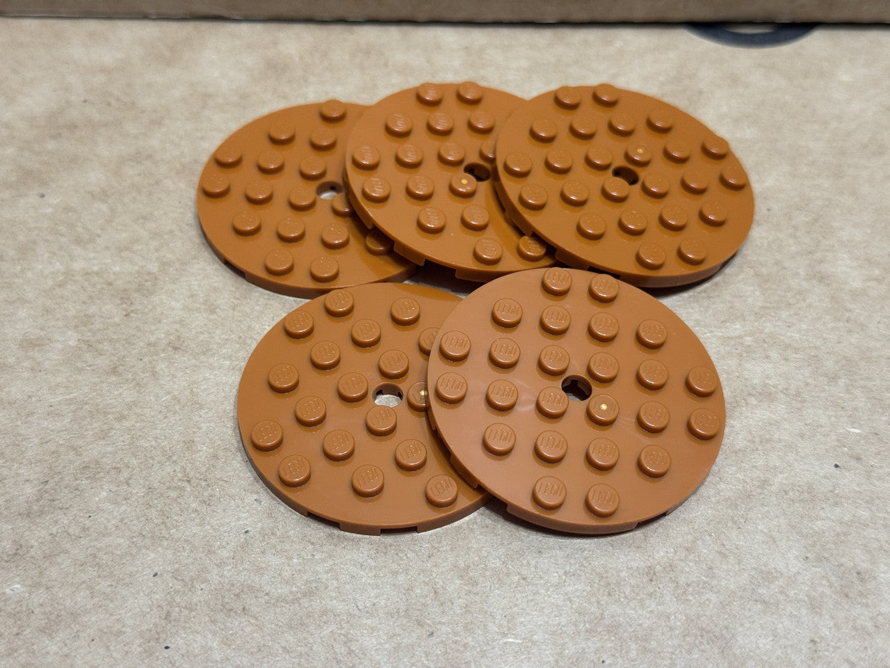 LEGO Parts - Dark Orange Plate, Round 6 x 6 with Hole - No 11213 - QTY 5