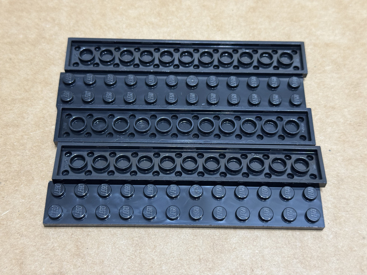 LEGO Parts - Black Plate 2 x 12 - No 2445 - QTY 5