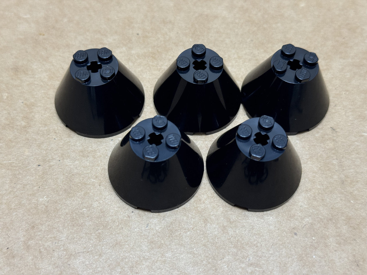 LEGO Parts - Black Cone 4 x 4 x 2 with Axle Hole - No 3943b - QTY 5