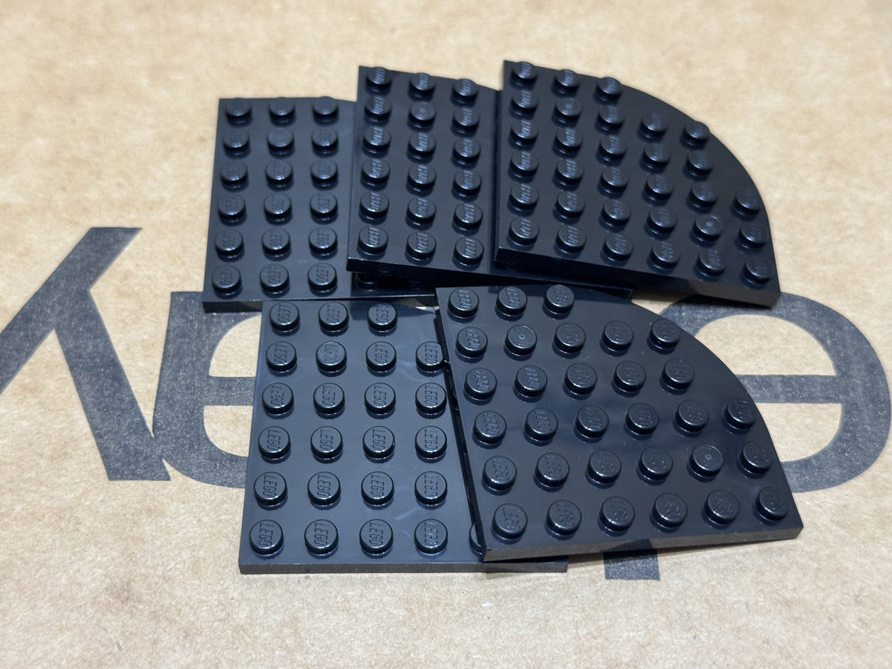 LEGO Parts - Black Plate, Round Corner 6 x 6 - No 6003 - QTY 5