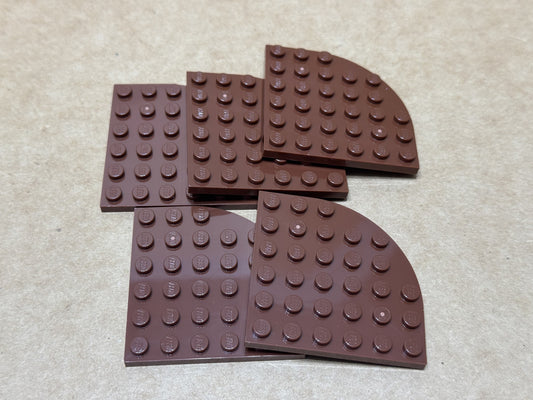 LEGO Parts - Reddish Brown Plate, Round Corner 6 x 6 - No 6003 - QTY 5