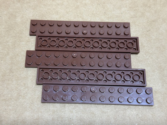 LEGO Parts - Reddish Brown Plate 2 x 12 - No 2445 - QTY 5