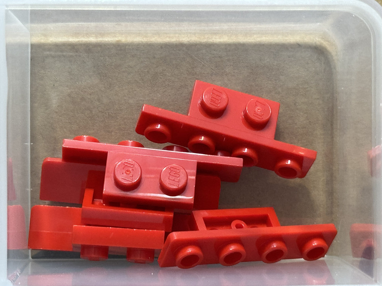 LEGO Parts - Red Bracket 1 x 2 - 1 x 4 - No 28802 - QTY 5