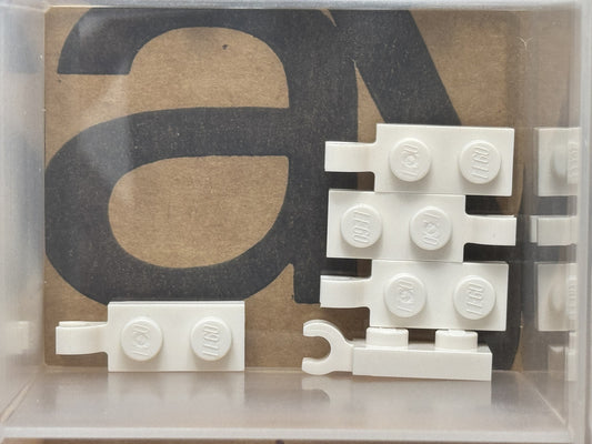 LEGO Parts - White Plate 1 x 2 with Clip on End - No 63868 - QTY 5