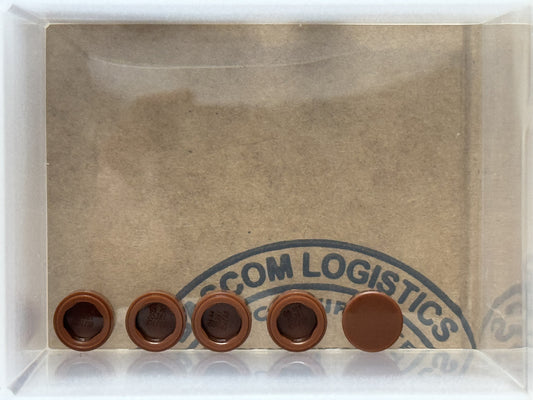 LEGO Parts - Reddish Brown Tile, Round 1 x 1 - No 98138 - QTY 5