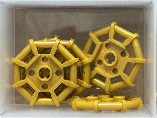LEGO Parts - Pearl Gold Plate 2 x 2 with Bar Frame Octagonal - No 75937 - QTY 5