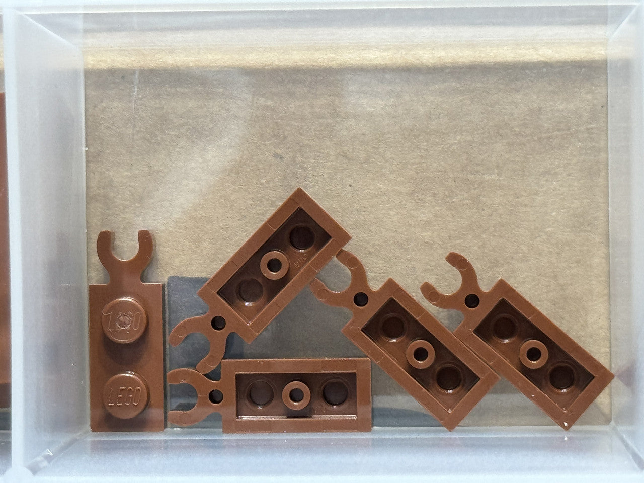 LEGO Parts - Reddish Brown Plate 1 x 2 with Clip on End - No 78256 - QTY 5