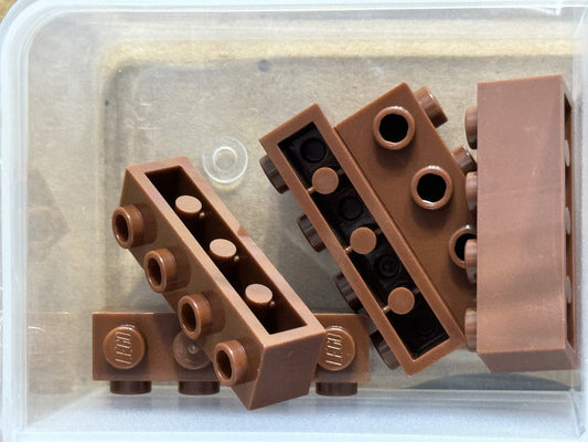LEGO Parts - Reddish Brown Brick 1 x 4 with Studs on Side - No 30414 - QTY 5