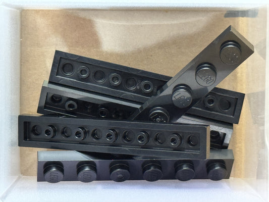 LEGO Parts - Black Plate 1 x 6 - No 3666 - QTY 5