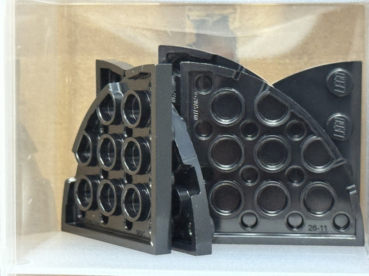 LEGO Parts - Black Plate, Round Corner 4 x 4 - No 30565 - QTY 5