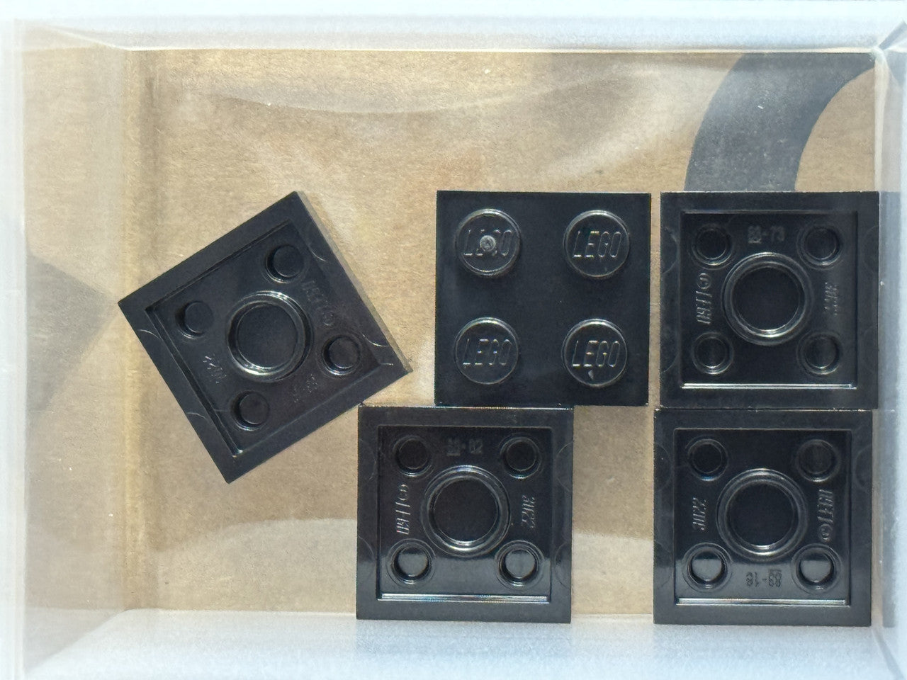 LEGO Parts - Black Plate 2 x 2 - No 3022 - QTY 5
