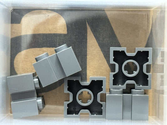 LEGO Parts - Dark Bluish Gray Brick 2 x 2 Channels Axle Hole - No 90258 - QTY 5