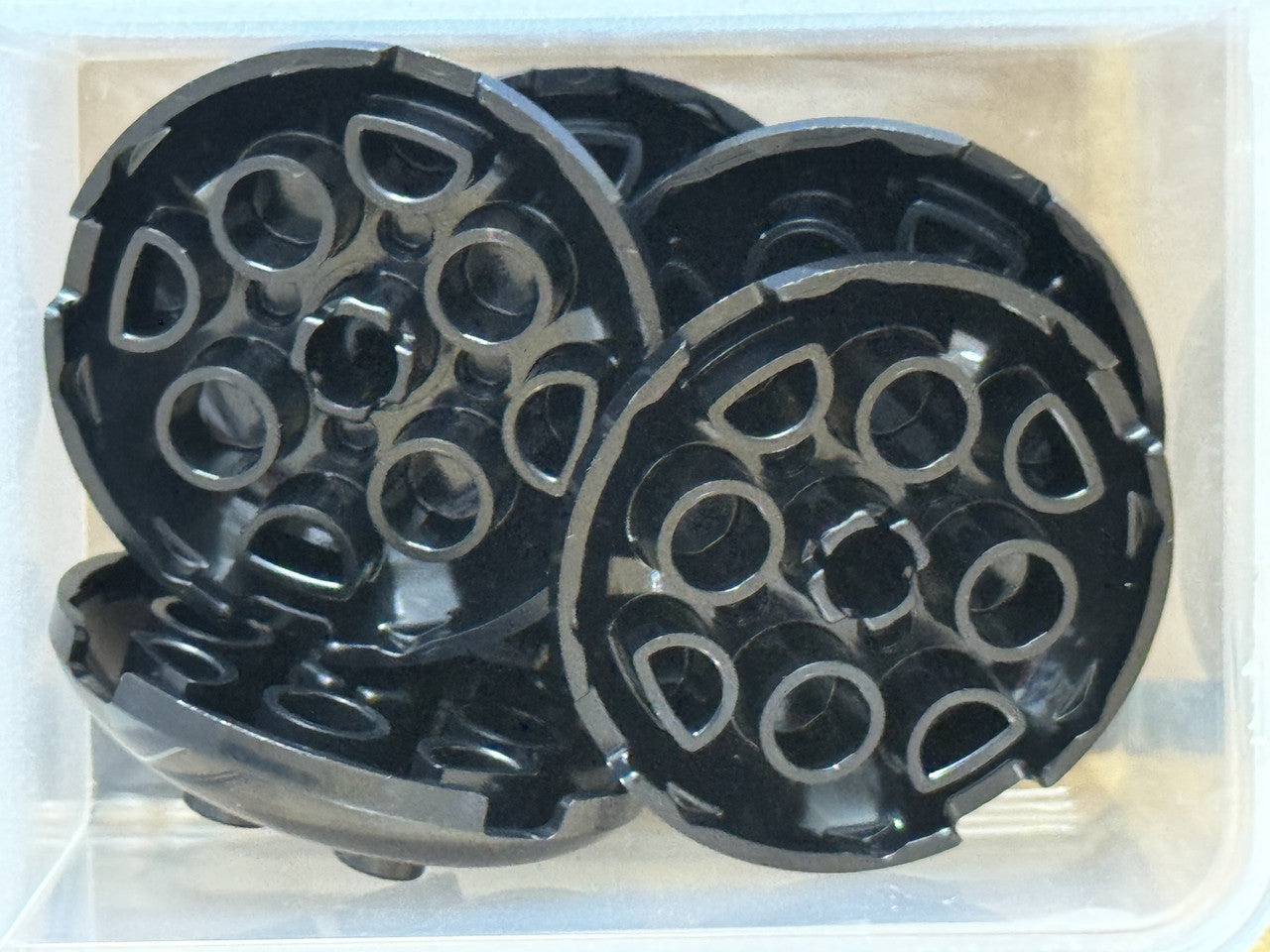 LEGO Parts - Black Brick, Round 4 x 4 x 2/3 Dome Top Hole - No 65138 - QTY 5