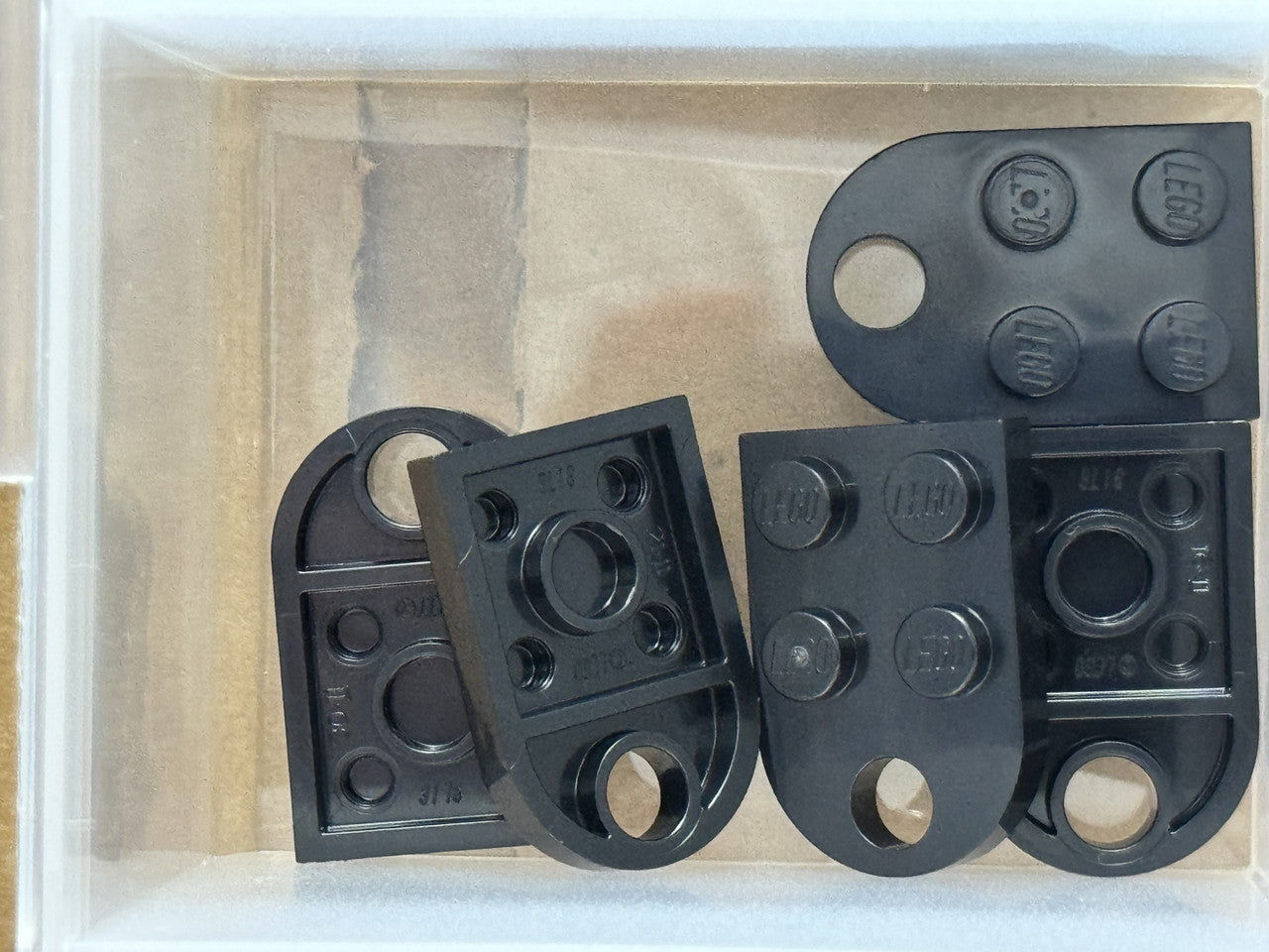 LEGO Parts - Black Plate, Modified 2 x 3 with Hole - No 3176 - QTY 5