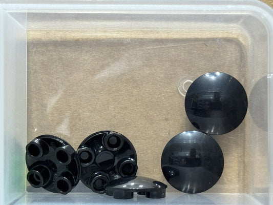 LEGO Parts - Black Plate, Round 2 x 2 (Boat Stud) - No 2654 - QTY 5