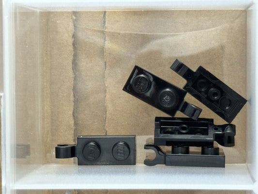 LEGO Parts - Black Plate 1 x 2 with Clip on End - No 63868 - QTY 5