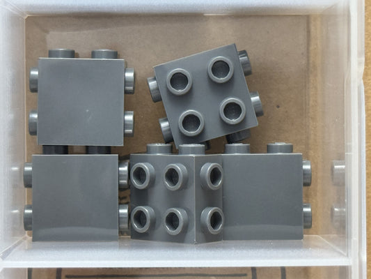 LEGO Parts - Dark Bluish Gray Brick 1 x 2 x 1 Studs Side Ends - No 67329 - QTY 5