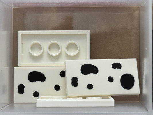 LEGO Parts - White Tile 2 x 4 6 Black Dalmatian Spots - No 87079pb1506 - QTY 5