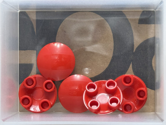 LEGO Parts - Red Plate, Round 2 x 2 (Boat Stud) - No 2654 - QTY 5