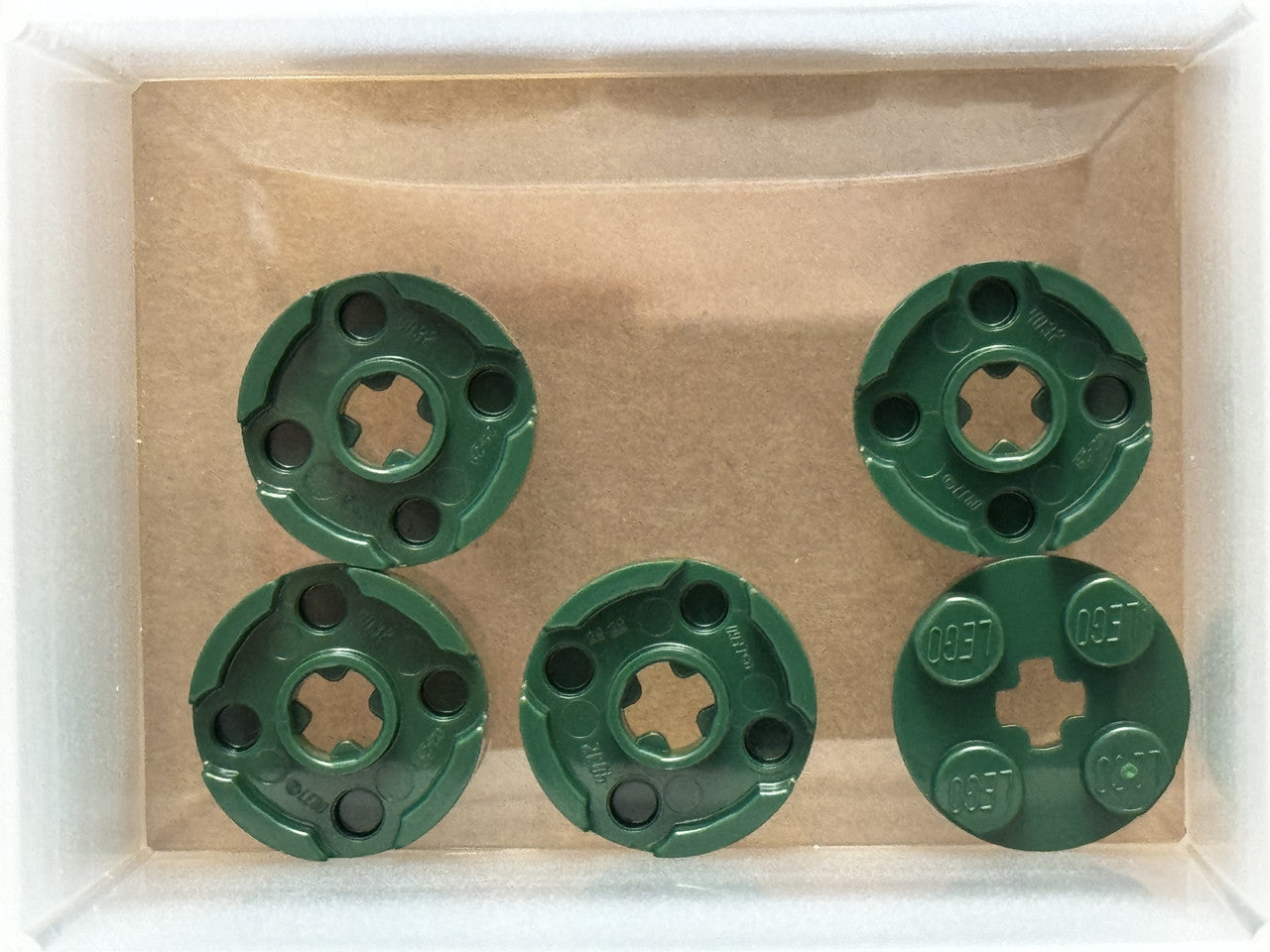 LEGO Parts - Dark Green Plate, Round 2 x 2 with Axle Hole - No 4032 - QTY 5