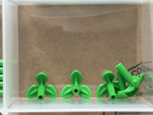 LEGO Parts - Bright Green Plant Stem Bar, 3 Leaves Pin Hole - No 37695 - QTY 5