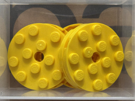 LEGO Parts - Yellow Plate, Round 4 x 4 with Hole - No 60474 - QTY 5