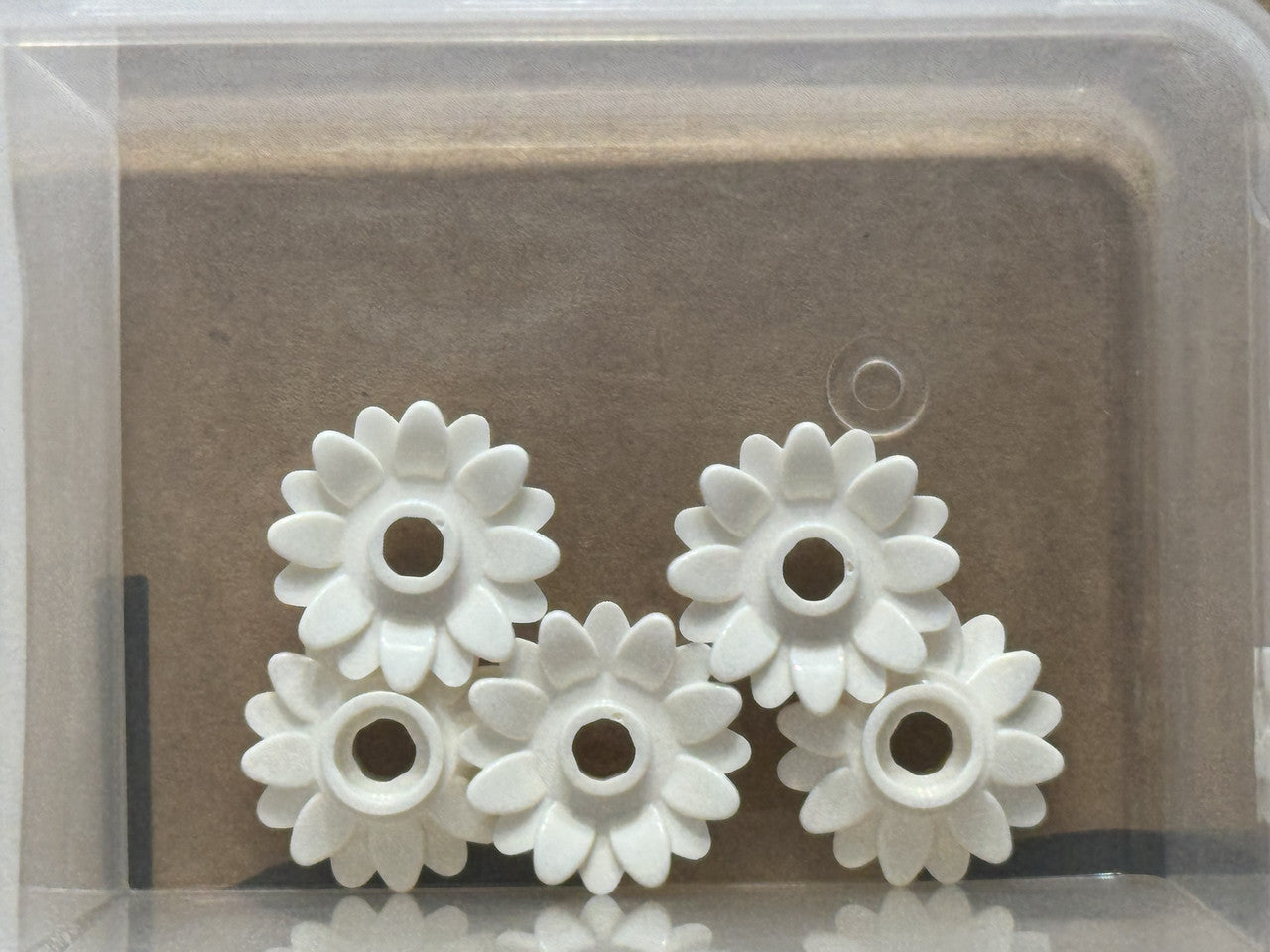 LEGO Parts - White Plant Flower 2 x 2 Round 16 Petals - No 6901 - QTY 5