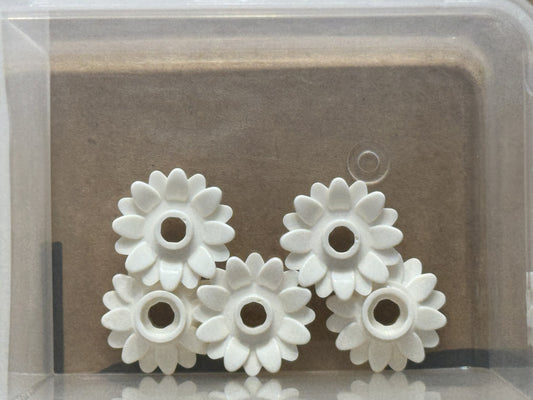 LEGO Parts - White Plant Flower 2 x 2 Round 16 Petals - No 6901 - QTY 5