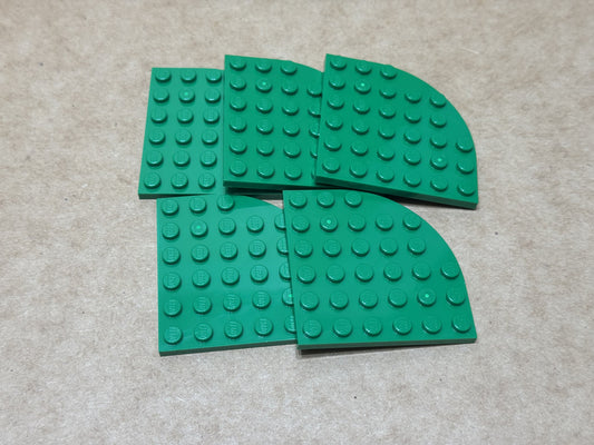 LEGO Parts - Green Plate, Round Corner 6 x 6 - No 6003 - QTY 5
