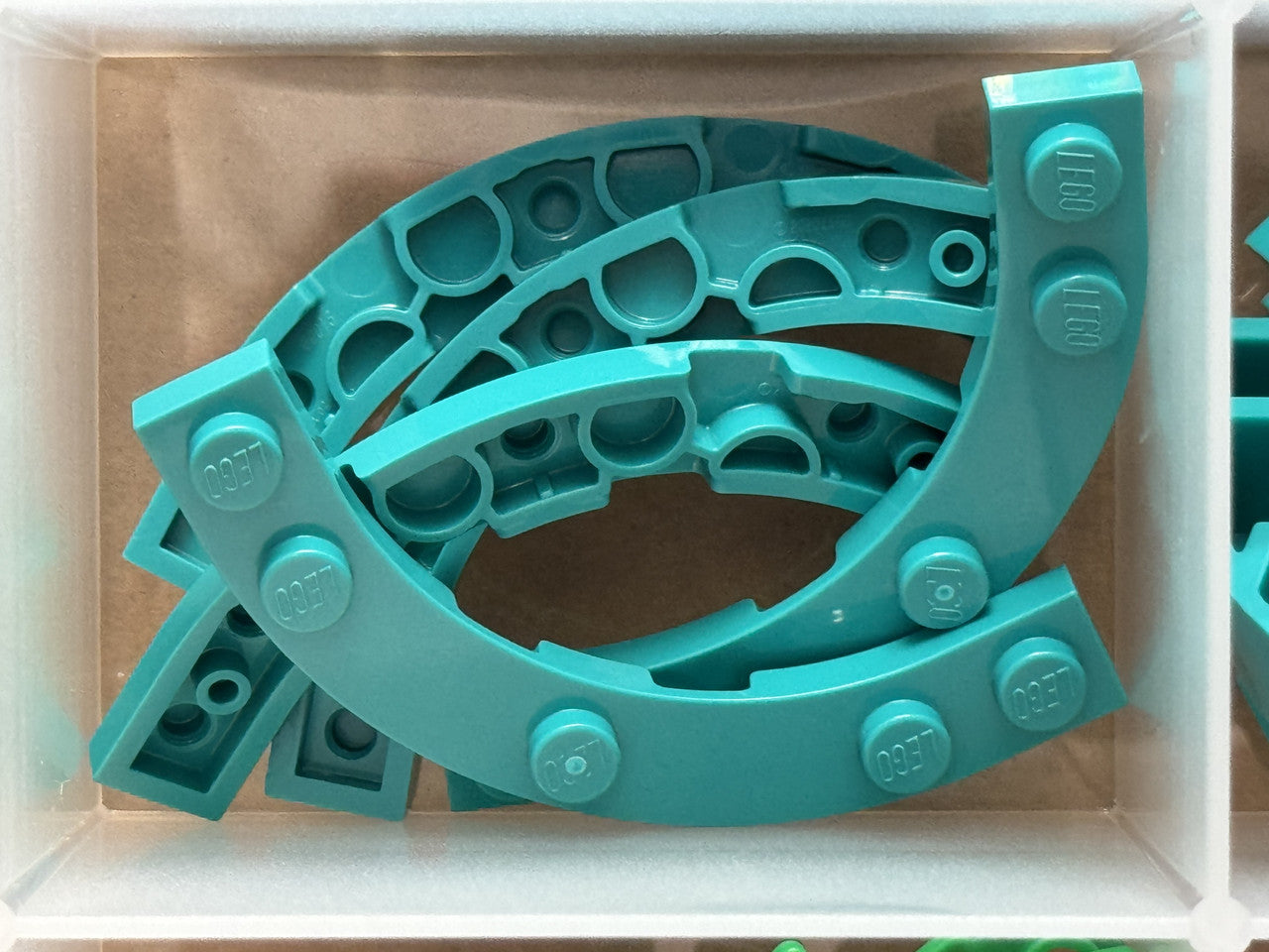 LEGO Parts - Dark Turquoise Plate Round Corner 5 x 5 Macaroni - No 80015 - QTY 5