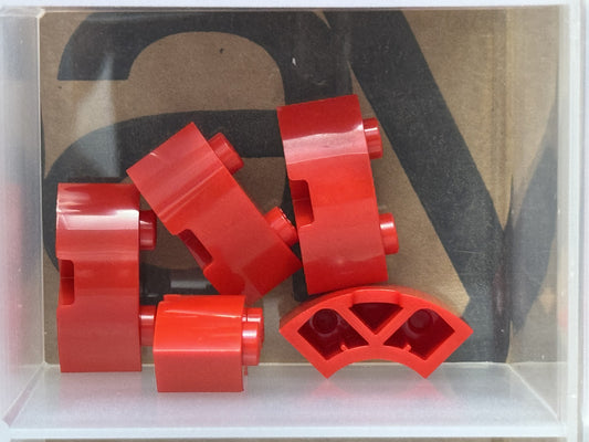 LEGO Parts - Red Brick, Round Corner 2 x 2 Macaroni - No 85080 - QTY 5