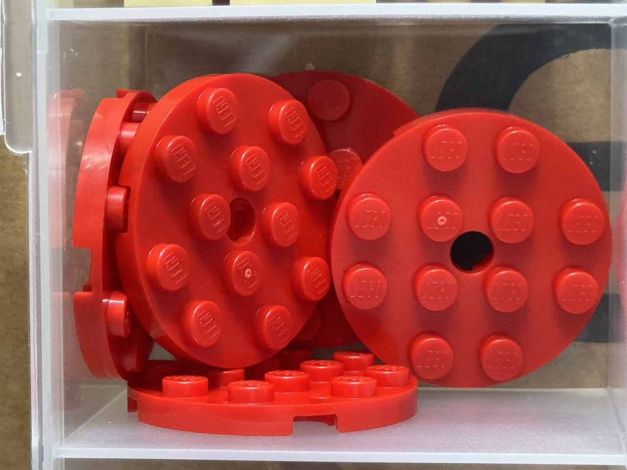 LEGO Parts - Red Plate, Round 4 x 4 with Hole - No 60474 - QTY 5