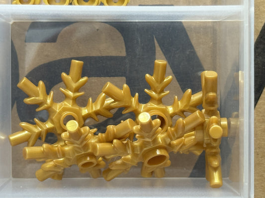 LEGO Parts - Pearl Gold Rock 4 x 4 Crystal, Ice Snowflake - No x789 - QTY 5