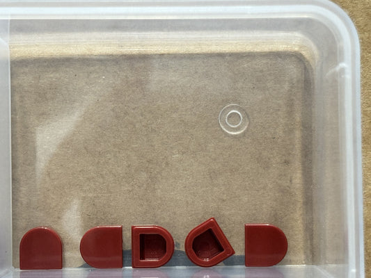 LEGO Parts - Dark Red Tile, Round 1 x 1 Half Circle Extended - No 24246 - QTY 5