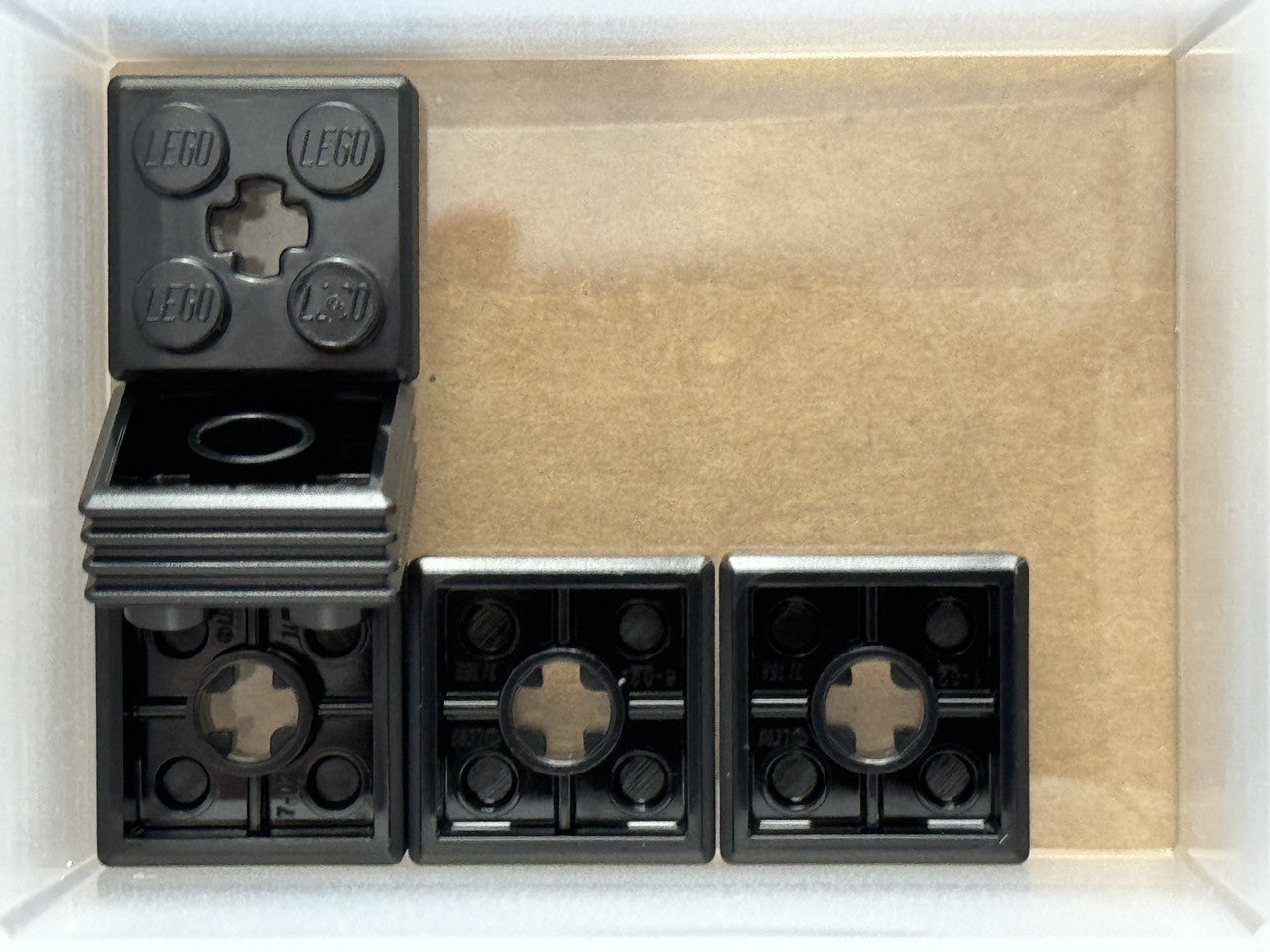 LEGO Parts - Black Brick 2 x 2 x 2/3 Ribbed with Axle Hole - No 71752 - QTY 5